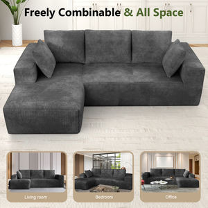 वैक्यूम पैक क्लाउड सोफे 107in l आकार अनुभागीय सोफे कॉम्पैक्ट शिपिंग आसान सेटअप - Product Image 3