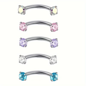 Ensemble de bijoux de <span class=keywords><strong>piercing</strong></span> corporel en gros, nouvelle collection mode estivale : clous pour sourcils, barres courbes, anneaux de <span class=keywords><strong>nombril</strong></span>, clous pour lèvres - Product Image 5