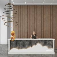 Comptoir incurvé pliable laqué minimaliste moderne pour réception d'hôtel magasin de détail service à la clientèle utilisation de bureau et d'hôpital
