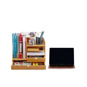 Organizador de escritorio de madera para oficina, estante de almacenamiento de libros multifuncional de madera maciza, estante de almacenamiento extraíble de varias capas - Product Image 5