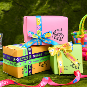 Nine-Colored Ribbon Childrens Satin Ribbon 6K640 Digital Printing Cute Cartoon Birthday Gift Packaging - Product Image 3