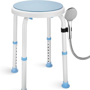 Tabouret de douche réglable Vikangsheng en alliage d'aluminium bleu, rotatif à 360° avec support pour pomme de douche, siège de salle de bain - Product Image 1