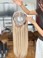 SHY Mini Hair Topper Wig Cheveux Humains Vierges Lace Front Nœuds Doux Direction Naturelle Commande en Gros