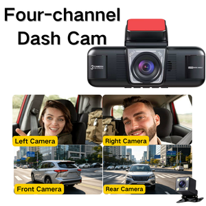 Registratore DVR per Auto a 4 Canali, Dash <span class=keywords><strong>Cam</strong></span> con Schermo IPS da 2'', Video 1080P, Sensore G, Telecamera Posteriore, Registratore di Guida a 4 Vie - Product Image 4