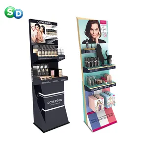 Zemin ayakta tipi perakende kozmetik mağaza özelleştirilmiş tasarım toz ruj posm karton güzellik ekran