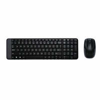 Set Keyboard dan Mouse Wireless Combo MK220 - Hitam QWERTY US Layout 104-Key 2.4G untuk Desktop Tersedia