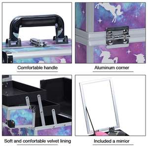 Boîte de rangement pour <span class=keywords><strong>maquillage</strong></span> professionnelle Bingo, trousse de <span class=keywords><strong>maquillage</strong></span>, boîte de rangement de vanité avec miroir et sac à pinceaux de <span class=keywords><strong>maquillage</strong></span> (<span class=keywords><strong>Licorne</strong></span>) - Product Image 2