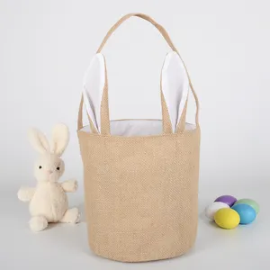 2024 Vorrat 5 farbige Kaninchenohren blanko Tote Eimer Tasche für Ostern Kinder Unisex Ostern Dekoration Festival Dekoration Ostern-Spielzeuge