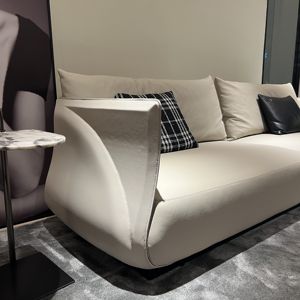 Ensemble de canapés modulaires de luxe en cuir blanc de haute qualité, design original, pour villa, collection Cloud - Product Image 2