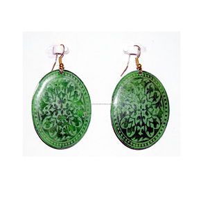 ต่างหูโบราณสำหรับผู้หญิง ประดับด้วยพลอยสโมคกี้ควอตซ์ ต่างหูทรงยาวสีทอง ชุบทองคำแท้ - Product Image 5