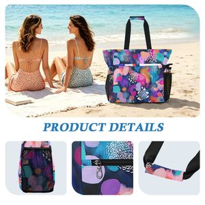 Bolsa de Playa Grande y Colorida 2 en 1, Portátil, de Poliéster Resistente, Antiarena, con Bolsillo, Personalizable, para Mujer, Verano - Product Image 5