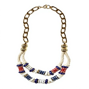 Collier bohème en résine de jade avec chaîne plaquée or et accents en pierre naturelle, bijoux de mode unisexe, cadeau de fête pour femme - Product Image 5
