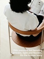 Chaise de salle à manger pliante Bauhaus du milieu du siècle avec dossier en bois massif, tabouret rétro en acier inoxydable pour usage domestique ou café
