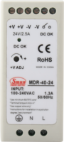 Alimentation industrielle sur rail DIN SMUN MDR-40 40W 5V/12V/24V/48V à sortie simple et fine, transformateur AC-DC SMPS, CE RoHS ISO9001