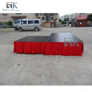 Stage Platform with Red Skirts Quick Install Portable Stage for Events - Product Image 4