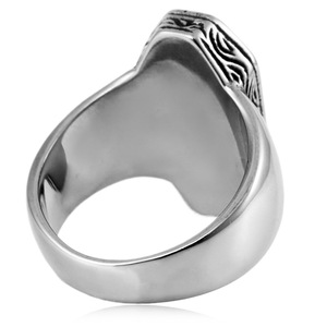 Retro Style Bold <b>Titanium</b> Steel <b>Ring</b> Men's Skeleton Coffin Shape Jewelry Gift for Pinky Finger Steel Color Geometric Design - Product Image 3