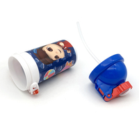 Nouvelle conception, bouteille d'eau portable en plastique de luxe de 500 ml pour enfants, motif dessin animé mignon, pour la maternelle, avec paille/sangle