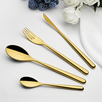 Ensemble de couverts de mariage de luxe moderne en acier inoxydable 18/10, qualité alimentaire, finition PVD or, poli miroir, personnalisable, en stock