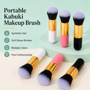 <span class=keywords><strong>Pinceau</strong></span> de maquillage cosmétique portable en poils synthétiques doux, type <span class=keywords><strong>Kabuki</strong></span>, pour estomper le fond de teint, avec manche lisse, disponible en plusieurs couleurs - Product Image 5
