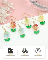 Bijoux Bowei : Boucles d'oreilles fantaisie d'été irisées faites à la main, style crochet en cuivre et résine, 66 mm de long