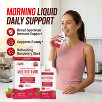 Boisson multivitaminée liquide OKTW pour le matin avec vitamine C D3, saveur framboise, contribue à maintenir des barrières immunitaires saines, complément alimentaire
