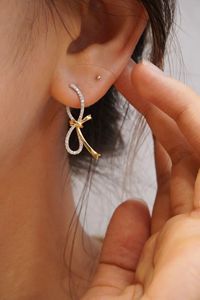 Xinfly <b>Fine</b> Jewelry 18k Real Gold Double Colors Natural Diamonds 0.38CT <b>Stud</b> <b>Earrings</b> - Product Image 3