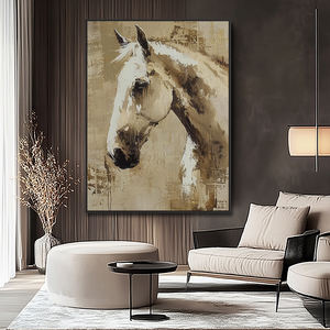 Orijinal Özel El Boyaması Akrilik Kanvas Hayvan Yağlı Boya Beyaz At Duvar Sanatı Kanvas Taban Üzerine - Product Image 2
