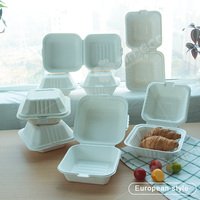 Boîte de hamburger en pulpe de bagasse de canne à sucre jetable compostable Conteneur de nourriture à emporter pour restaurants