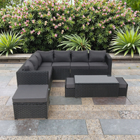 Ensemble de meubles de jardin en rotin tressé moderne 9 places, canapé d'extérieur, salle à manger confortable et durable pour villa, cour, salon, patio