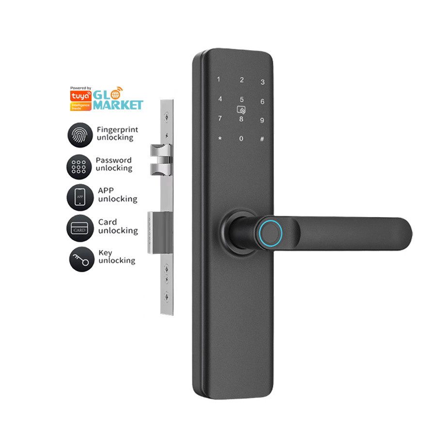 Glomarket Security Biometric Fingerprint Handle Lock Interior Intelligent Lock App Card Key Unlock Cerraduras Smart Door Lock · image 2