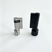Serrure à cylindre sans clé avec bouton rotatif, profil européen, noyau en laiton, nickel satiné, noir mat pour porte de salle de bain ou chambre, quincaillerie OEM