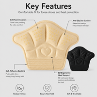 Coussinets de talon ergonomiques 5D antidérapants en mousse pour baskets, forme couronne, épais, pour chaussures de sport, mocassins, plates, et chaussures de skate