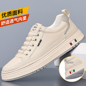 รองเท้าผ้าใบหนังลำลองผู้ชาย ส้นเตี้ย ระบายอากาศได้ดี พื้นยางเย็บตะเข็บอย่างดี ผลิตที่เวินโจว - Product Image 5