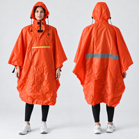 Imperméable à capuche coupe-vent orange vif et durable pour adultes avec poche avant zippée pour le camping et la randonnée en extérieur