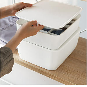 Elegante caja de almacenamiento rectangular blanca para ropa interior con compartimentos apilables para sujetadores, bragas, calcetines, organizador de ropa - Product Image 5