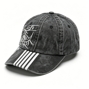 Casquette unisexe en toile personnalisée brodée, style vintage délavé et vieilli, 6 panneaux, rétro streetwear, avec logo imprimé - Product Image 3