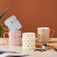 Tasse à café en porcelaine fine Xuzhen, style nordique minimaliste, bordure dorée à la main, luxe léger britannique, mug à eau pour couple