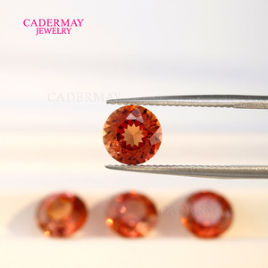 Cadermay Lab Created Red Corundum Round Faceted Loose Gemstone For Jewelry Making - Product Image 1