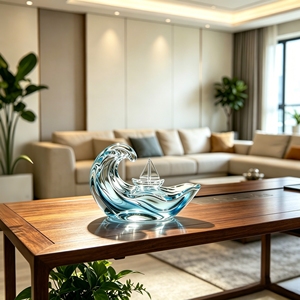 Ornamento in Resina Trasparente a Forma di Onda e Barca, Simbolo di Viaggio Tranquillo, Adatto per Decorazione o Regalo - Product Image 2