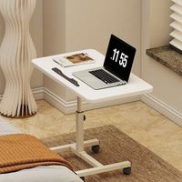Escritorio Plegable Ajustable en Altura, Mesa Giratoria Elevadora, Mesa Auxiliar Minimalista con Almacenamiento, Mesa de Noche