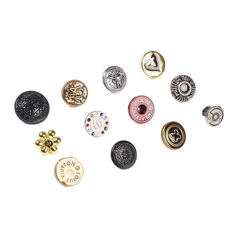 Custom Logo Round Snap Alloy Jeans Button Metal Button For Denim Jeans