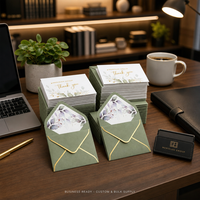 Enveloppe portefeuille en papier d'art personnalisée avec doublure, ensemble de remerciement professionnel, faible MOQ, logo en feuille, impression numérique, usage domestique