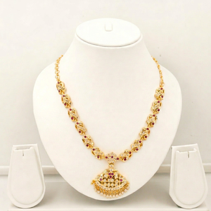 Divyoro - Juego de Collar y Pendientes Clásicos Chapados en Oro para Mujer, Joyería para Boda, Compromiso, Aniversario, Fiesta - Product Image 1