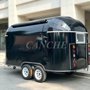 Carrito de Comida Móvil Certificado por la CE, Carrito de Donuts Negros, Camión de Comida para Hamburguesas y Tacos - Product Image 1