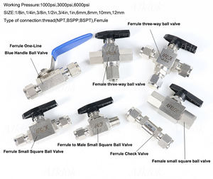 Высокое давление OEM 1/8 '-<span class=keywords><strong>3</strong></span>/4' 6-12 мм нержавеющая сталь 316L газовая жидкость <span class=keywords><strong>3</strong></span>-ходовой шаровой клапан двойной Наконечник шаровой клапан инструмент - Product Image 4