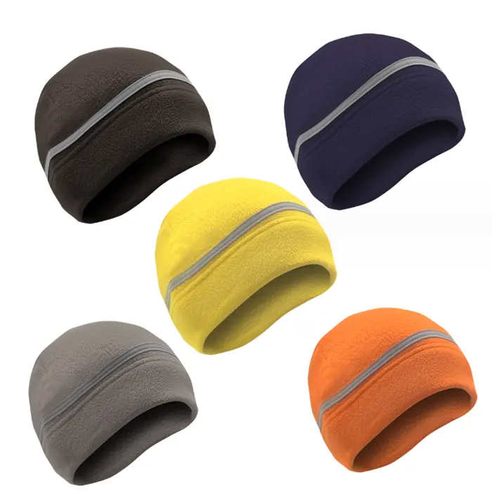 SZ606 양털 모자 네온 형광 안전 니트 비니 모자 시계 모자 반사 줄무늬가있는 높은 가시성 해골 모자