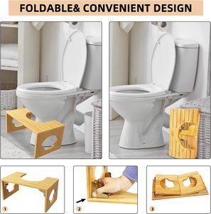 Sgabello da toilette accovacciato in bambù sgabelli pieghevoli per vasino per adulti, sgabello per cacca per adulti per bagno con antiscivolo - Product Image 4