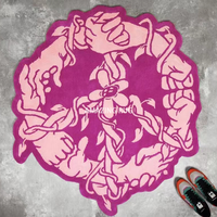 Tapis cercle 3D moderne avec tapis en peluche 4x6 personnalisé 3D Roses Logo Salon Tapis personnalisés Commande minimum 1 pièce