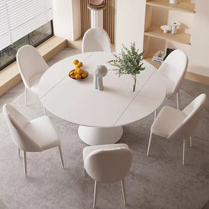 AOMISI <span class=keywords><strong>CASA</strong></span> table ronde carrée et ronde de luxe lumineuse en plaque de roche lumineuse table multifonctionnelle rétractable domestique ronde - Product Image 3