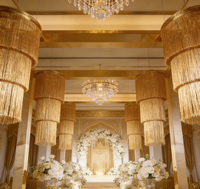 Décoration de mariage : Panneaux de rideaux en macramé, design ondulé, draperie de plafond, décoration de plafond en tissu de coton pour mariage